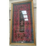 A Kelim rug, late 19th century Anatolia, 45 x 95 cm, framed, Howard Francis Gallery label