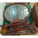 A Victorian oval free standing dressing table mirror (a.f.); other mirrors