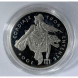 GB: £5 piedfort silver coin, Entente Cordiale