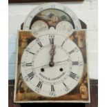 A Georgian mahogany longcase clock, the hood with swan neck pediment and twin brass finials,