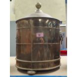 A brass coal bin; a large copper jug and metalware