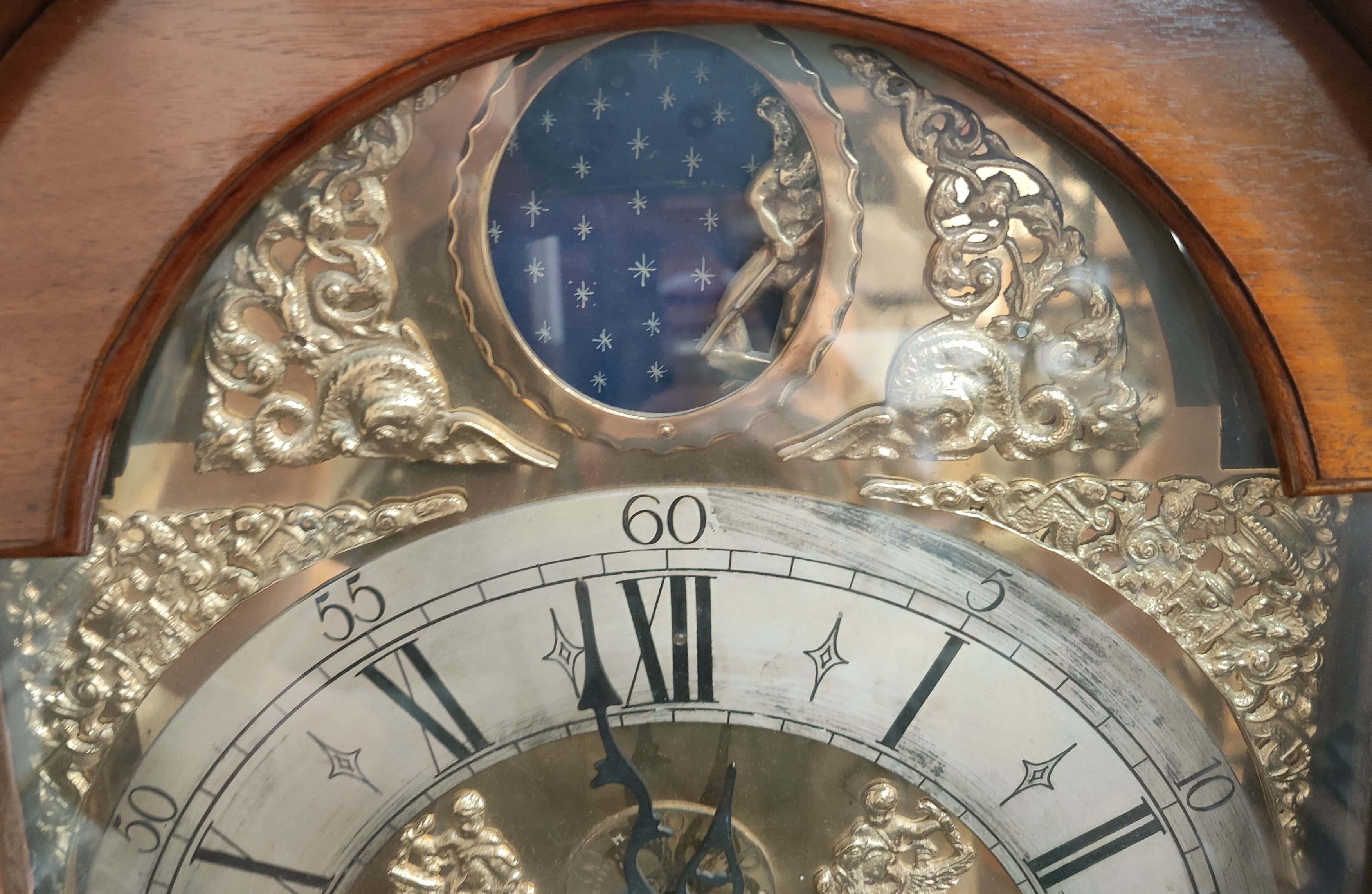 An 18th century inlaid mahogany long case clock with brass mounted swan neck pedestal and turned - Image 3 of 3