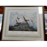 Three prints, WWII Aircraft: "Clash of Aces", "Battle over London", "Portrait of a Thoroughbred",