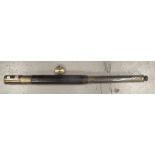 A 19th Century brass & leather two section telescope with lens cover, unextended length 52cm.