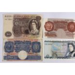 GB: banknotes Page £10, Samuelson £5, Peppiatt £1, blue, O'BRien 10s
