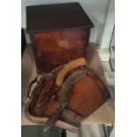 A mahogany Candle Box and other wooden items.