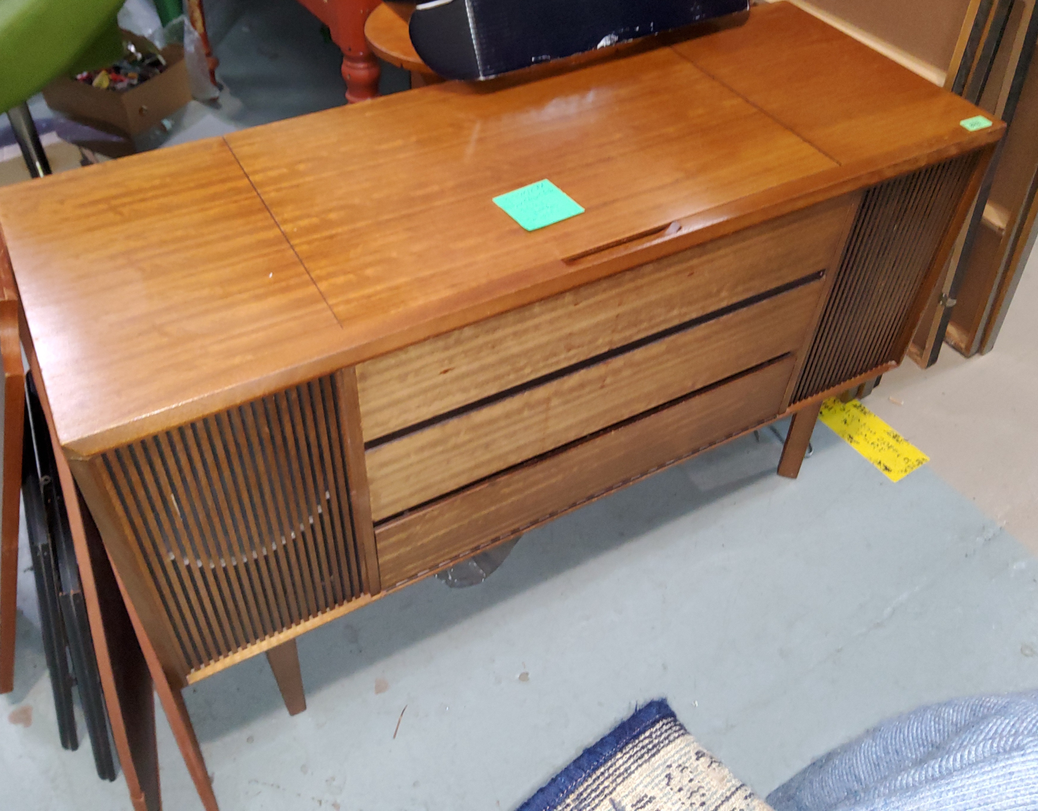 A Garrard record player in a mid century teak record player unit - Image 2 of 2