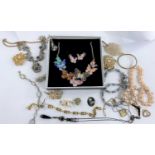 A suite of modern enamel butterfly jewellery and a selection of costume jewellery