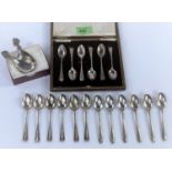 A set of 6 Old English pattern coffee spoons, cased, Sheffield 1923; 2 similar sets, Sheffield