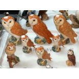 A selection of eight Beswick owls, three large and three small barn and two other owls