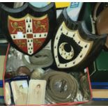 An 1891 crown; enamel pendants; costume jewellery; military items; bric-a-brac