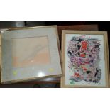 A mid 20th century colour lithograph: attributed en verso to Andre Marchand 46 x 34cm, a