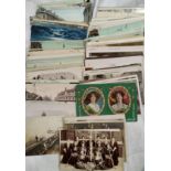 A collection of early 20th century picture postcards including views in London, actors, British