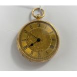 A Victorian 18 carat hallmarked gold fob/pocket watch, hunter style with engine turned decoration