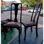 A pair of Queen Anne dining chairs and a scoop back mahogany dining chair