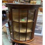 A mahogany single astral glazed door wall hanging corner cupboard height 66cm