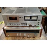 A Pioneer Stereo Tuner Model TX-7100, A Realistic SCT - 19 Cassette tape deck and a pair of