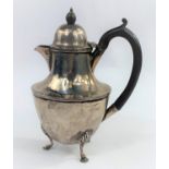 A baluster hot water jug with dome top, on 3 hoof feet, Birmingham 1896, 8.6 oz