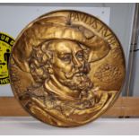 A Peter Paul Rubens gilt coloured wall hanging plaque, made from compressed board