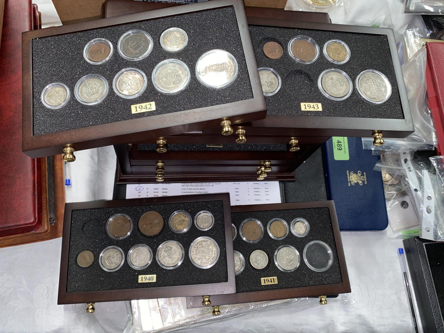 GB coin sets 1939-1945 in cabinet (not complete) - Image 2 of 4