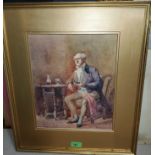 G.McN - watercolour of a gentleman taking snuff, signed and dated '08, 33 x 26cm; a watercolour of