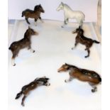 Six Beswick foals: 1 grey 5 brown various sizes