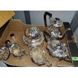 A Mappin & Webb four piece silver plated teaservice and a selection of silver plate