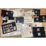 GB: 2 x 2d blue postal covers, 5 similar 1d red; stamps to 5s and Victorian court documents