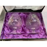 Two pairs of Edinburgh crystal brandy glasses, boxed, a selection of glassware