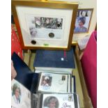 GB: Royal Mint issues: QEII Coronation and Golden Jubilee each with 2 coins framed, a selection of