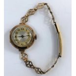 An early 20th century ladies wristwatch with 9ct hallmarked backplate