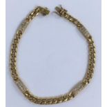 An 18ct gold chain bracelet with 4 links each set with 10 small diamonds 17.8gm gross