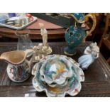 A late 19th/early 20th century lustre jug, a selection of continental and commemorative china, three