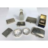 A selection of hallmarked silver, including three engine turned vesta cases: Birmingham 1897,