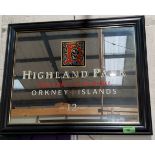 A Highland Park whisky advertising mirror 35 x 45