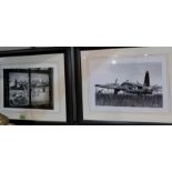 2 signed prints in black and white of Lancaster Bombers "That was then! both by Steve Ridgway framed