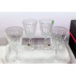 A set of Four Waterford Crystal Lismore 10oz wine goblets, height 17.5cm