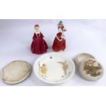 A Royal Worcester figure Grandmothers dress 3081 and a Royal Doulton figure 'Christmas Morn'