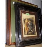 An Edwardian wax relief picture "Highland Mary & Burns"; M Longbottom: rural farm, watercolour,