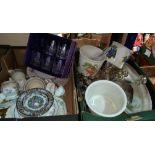 A selection of china and glass: Old Country Roses; Shelley; a Royal Worcester commemorative bowl;