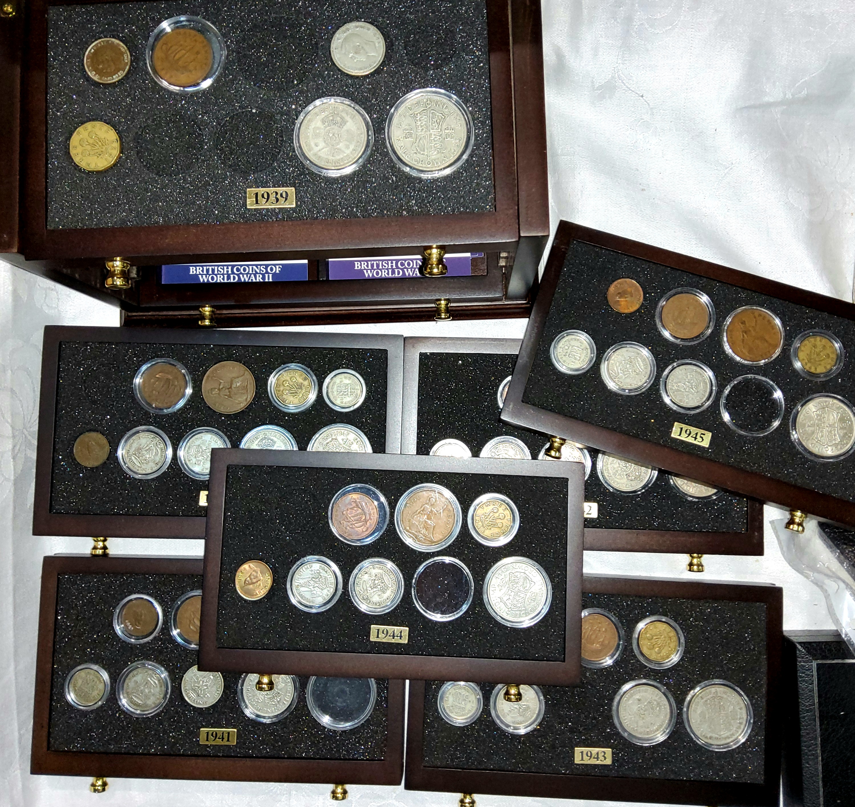 GB coin sets 1939-1945 in cabinet (not complete) - Image 4 of 4