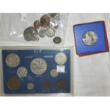 GB: GV Coin set 1935, boxed Coronation medal (silver), other coins