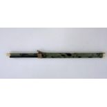 A 19th century Japanese ebony chopsticks set with steel knife in green stained tortoiseshell covered