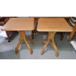 Three modern bentwood tables, three square tops, (bases slight a.f)