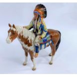 A Beswick mounted Native American on Skewbald horse, 1391, 20.5cm