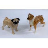 Two Beswick dogs, a Boxer 1202 and a Pug 1997