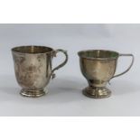 Two plain christening mugs, Chester 1912 & Birmingham 1927, 7.3 oz