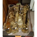 Two sets of 4 gilt brass neo-classical style coffee table legs for use with heavy plate glass tops