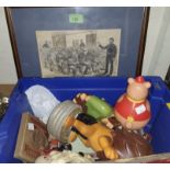 Three Victorian prison scenes, framed, 3 vintage kaleidoscopes, 4 R.J. series puzzles etc