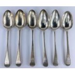 A hallmarked silver matched set of 5 tablespoons with milled borders, monogrammed, 2 x Dublin